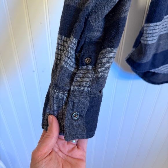 VSTR Men's Navy and Gray Striped Hooded Button Up Sweater 100% Cotton Size XL - Picture 3 of 11